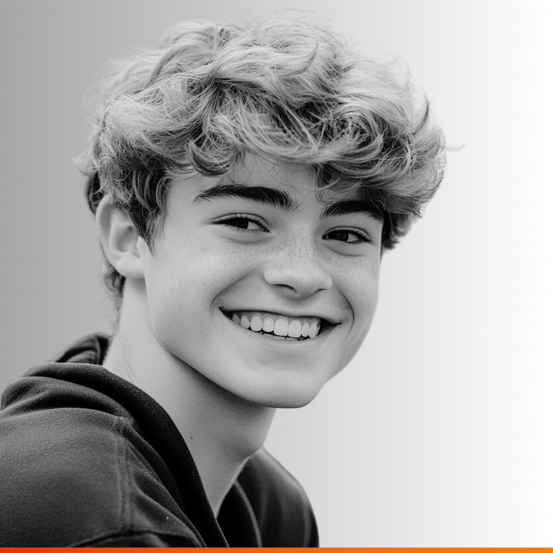 tiener lachend (foto mbv AI gemaakt)