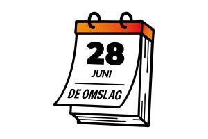 Een scheurkalender met daarop de datum 28 juni en de tekst 'De omslag'